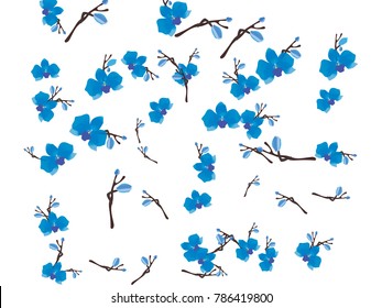 Abstract orchid pattern. Gentle flowers background. Isolated. Vector illustration for invitation, card, celebration, party, carnival, festive holiday and Your project.