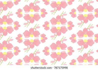 Abstract orchid pattern. Gentle flowers background. Vector illustration for invitation, card, celebration, party, carnival, festive holiday and Your project. Modern geometric style