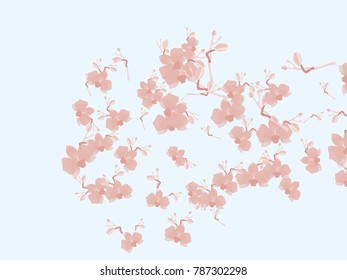 Abstract orchid pattern. Gentle flowers background. Vector illustration for invitation, card, celebration, party, carnival, festive holiday and Your project. Gentle blue Background