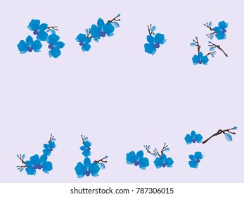 Abstract orchid pattern. Gentle flowers background. Vector illustration for invitation, card, celebration, party, carnival, festive holiday and Your project. Gentle blue Background