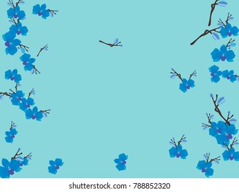Abstract orchid pattern. Gentle flowers background. Vector illustration for invitation, card, celebration, party, carnival, festive holiday and Your project. Gentle blue Background