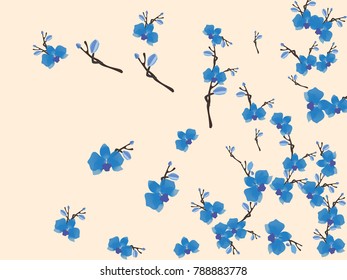 Abstract orchid pattern. Gentle flowers background. Vector illustration for invitation, card, celebration, party, carnival, festive holiday and Your project. Pastel Background