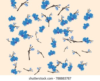 Abstract orchid pattern. Gentle flowers background. Vector illustration for invitation, card, celebration, party, carnival, festive holiday and Your project. Pastel Background