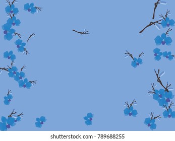 Abstract orchid pattern. Gentle flowers background. Vector illustration for invitation, card, celebration, party, carnival, festive holiday and Your project. Gentle blue Background
