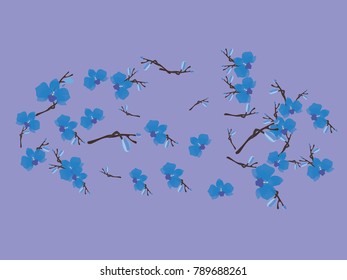 Abstract orchid pattern. Gentle flowers background. Vector illustration for invitation, card, celebration, party, carnival, festive holiday and Your project. Gentle blue Background