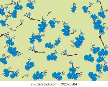 Abstract orchid pattern. Gentle flowers background. Vector illustration for invitation, card, celebration, party, carnival, festive holiday and Your project. Pastel Background
