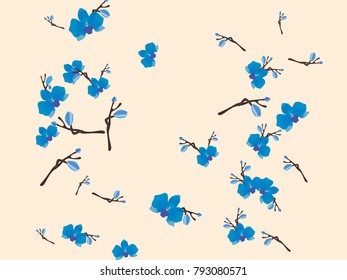 Abstract orchid pattern. Gentle flowers background. Vector illustration for invitation, card, celebration, party, carnival, festive holiday and Your project. Pastel Background