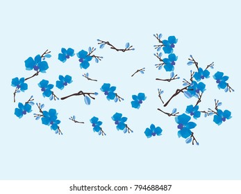 Abstract orchid pattern. Gentle flowers background. Vector illustration for invitation, card, celebration, party, carnival, festive holiday and Your project. Gentle grey Background