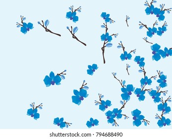 Abstract orchid pattern. Gentle flowers background. Vector illustration for invitation, card, celebration, party, carnival, festive holiday and Your project. Gentle grey Background
