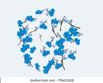 Abstract orchid pattern. Gentle flowers background. Vector illustration for invitation, card, celebration, party, carnival, festive holiday and Your project. Gentle grey Background