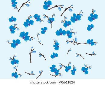 Abstract orchid pattern. Gentle flowers background. Vector illustration for invitation, card, celebration, party, carnival, festive holiday and Your project. Gentle grey Background