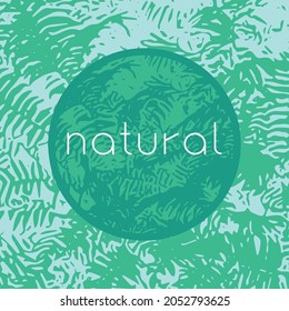 Abstract organic background, floral textured pattern, green cosmetic label template, vector botanic backdrop, sale card with flat herbal design elements, packaging natural cosmetic, ecology banner.