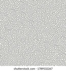 Abstract organic background, natural maze labyrinth, reaction diffusion pattern. Seamless vector pattern. Black and white abstraction. Monochrome background.