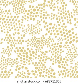 Abstract Organic Background With Spots In Gold. Seamless Vector Pattern