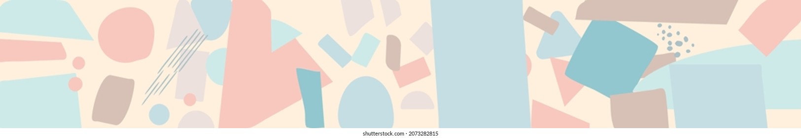 Abstract organic background. Very long rectangular layout. Smooth colored doodle shapes. Organic background for banner, sites, social network, brochure, web pages, apps, greeting card. Stock vector