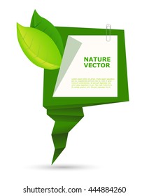 Abstract Organic Banner Natural scope of environmental protection. The information panel with green leaves.
