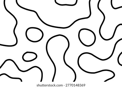 Abstract Organic Blob Pattern Background uncolored , Modern Minimal Fluid Shapes Design