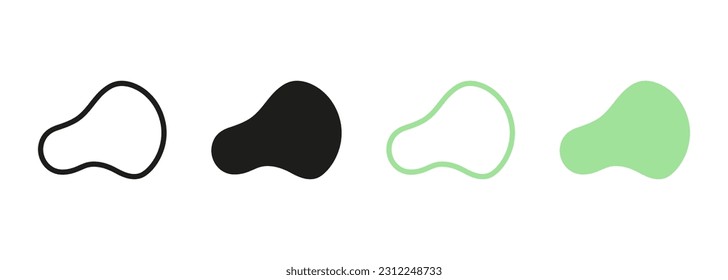 Abstrakte organische Blob-Form, Kieselstein, Stein, Drop-Kollektion. Random Blotch Line und Silhouette Set. Einfache Flüssigkeit. Unregelmäßiges minimales, glattes Schwarz- und Farbformular. Einzelne Vektorgrafik.