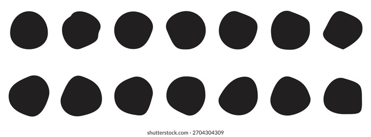 Abstrakter organischer Blobformsatz. Zufällige Blob-Kreise, flüssige organische Amöbe, verschiedene Tropfen im modernen Stil.