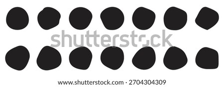 Abstract organic blob shape set. Random blob circles, liquid organic amoeba, different drops in modern style.