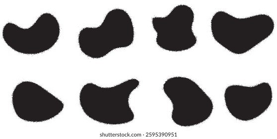 Abstract Organic Blob Shapes Set, Black Ink Silhouette Elements, Modern Fluid Forms, Minimalist Artistic Design, Trendy Graphic Elements for Digital and Print Use