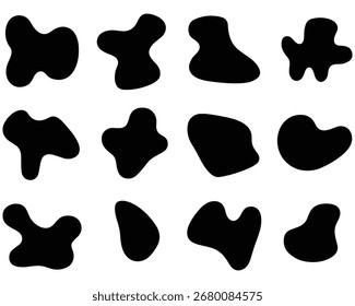 Abstract Organic Blob Shapes Vector Set. Minimalist Liquid and Fluid Elements Vector.