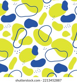 Abstract organic blotch shape seamless pattern. Nordic scandinavian style. Trendy modern pebble stone graphic elements. Memphis 80's-90-s style vector.