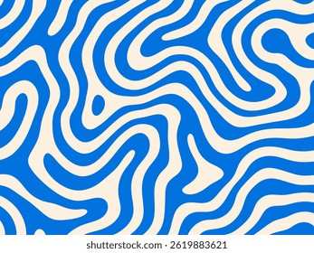 Abstract Organic Blue and Cream Seamless Pattern - Modern Flat Design.