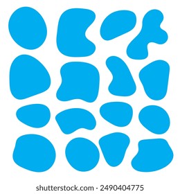 Abstract organic blue fluid blobs irregular shapes set of collection for speech bubbles. Blue blob.