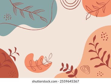 abstract organic botanical elements background vector calming nature wallpaper boho illustration