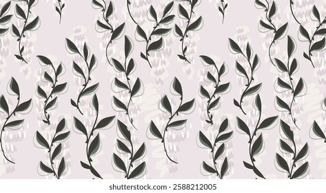  Abstract organic botanicals shapes seamless pattern. Unique  florals forms and shape print on a light background. Vector hand drawn sketch. Collage contemporary minimalist ornament.