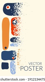 Abstract organic colored shapes, warm color, smooth lines, dots texture. Background template with copy space for text. Posters for your design, advertising, packaging, postcards. Vector illustration