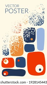 Abstract organic colored shapes, warm color, smooth lines, dots texture. Background template with copy space for text. Posters for your design, advertising, packaging, postcards. Vector illustration
