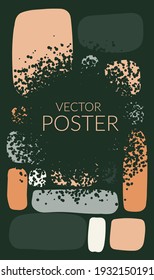Abstract organic colored shapes, warm color, smooth lines, dots texture. Background template with copy space for text. Posters for your design, advertising, packaging, postcards. Vector illustration