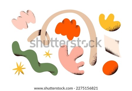 Abstract organic creative shapes set. Irregular doodle design elements, decorative flowing fluid cliparts, smooth liquid figures. Modern flat graphic vector illustration isolated on white background