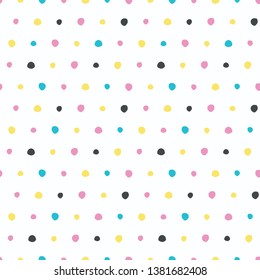 Abstract organic cut dotty circles. Vector pattern seamless background. Hand drawn textured style. Polka dot stripes graphic illustration. Trendy home decor, kid fashion print, retro art wallpaper