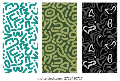 Padrão orgânico abstrato sem costura doodle com formas de arte de linha fluida