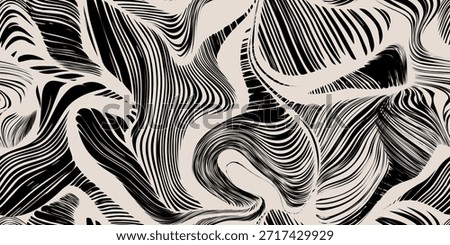 Abstract organic dynamic seamless pattern. Modern monochrome geometric line design. Vector illustration