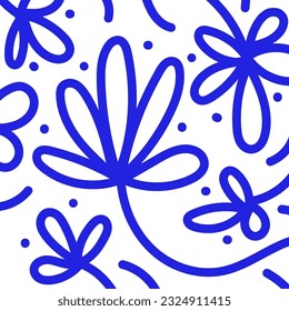 Abstract organic floral background. Blue natural style inspiration. For wall decoration, print, packaging or postcard. Vector illustration, flat design