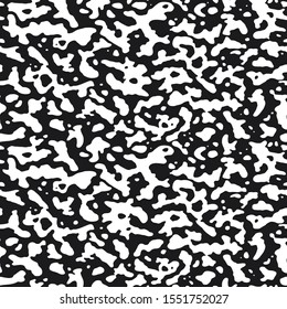 Abstract organic fluid seamless pattern. Irregular diffusion reaction. Background with organic rounded shapes. Vector illustration in black and white.