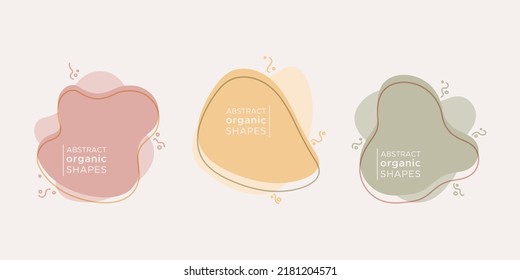 Abstract organic fluid shapes background. Irregular neutral colors banner. For newsletter, web, social media post, promotional banner, advertising and branding. Vector illustration, flat design