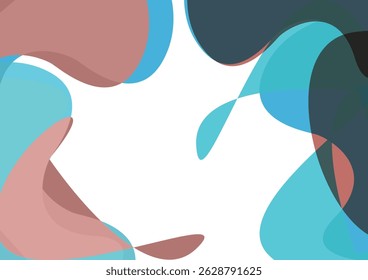 Abstract Organic Fluid Shapes Background in Soft Blue and Terracotta. illustration vector design