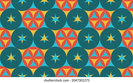 Abstract organic geometric floral motif pattern. Common classy continuous colorful vintage background. Allover flower modern fabric textile design. Minimalistic geometrical ornamental graphic style