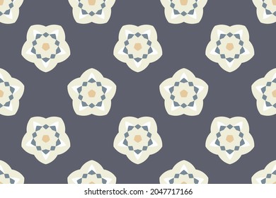 Abstract organic geometric floral motif pattern. Allover flower textile design. Seamless common classy motif. Modern color fabric design. Continuous minimalistic geometrical ornament graphic style