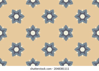 Abstract organic geometric floral motif pattern. Allover flower textile design. Seamless common classy motif. Modern color fabric design. Continuous minimalistic geometrical ornament graphic style
