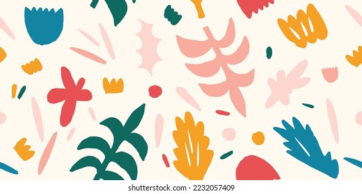 abstrakter organischer, handgezeichnet minimaler Formen nahtloses Muster. doodle Hintergrund Collage zeitgenössischer Druck. Modische Vorlage für Design, Stoff, Hemd, Dekoration, Stoffe
