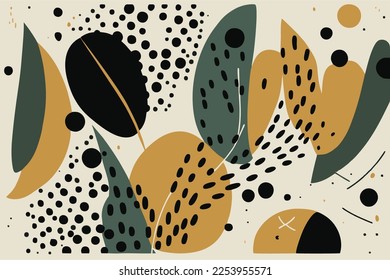 Abstract organic line drawing background. Neutral continuous minimal art vector banner template. Pastel colors floral design. Vector illustration.