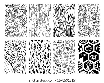 Abstract organic lines patterns vector backgrounds set. 