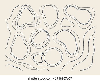 Resumen de líneas orgánicas en un estilo minimalista a la moda. La Mano De Vector Dibuja Formas Geométricas Para Crear Patrones
