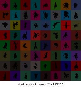 Abstract organic microorganisms pattern on dark color base